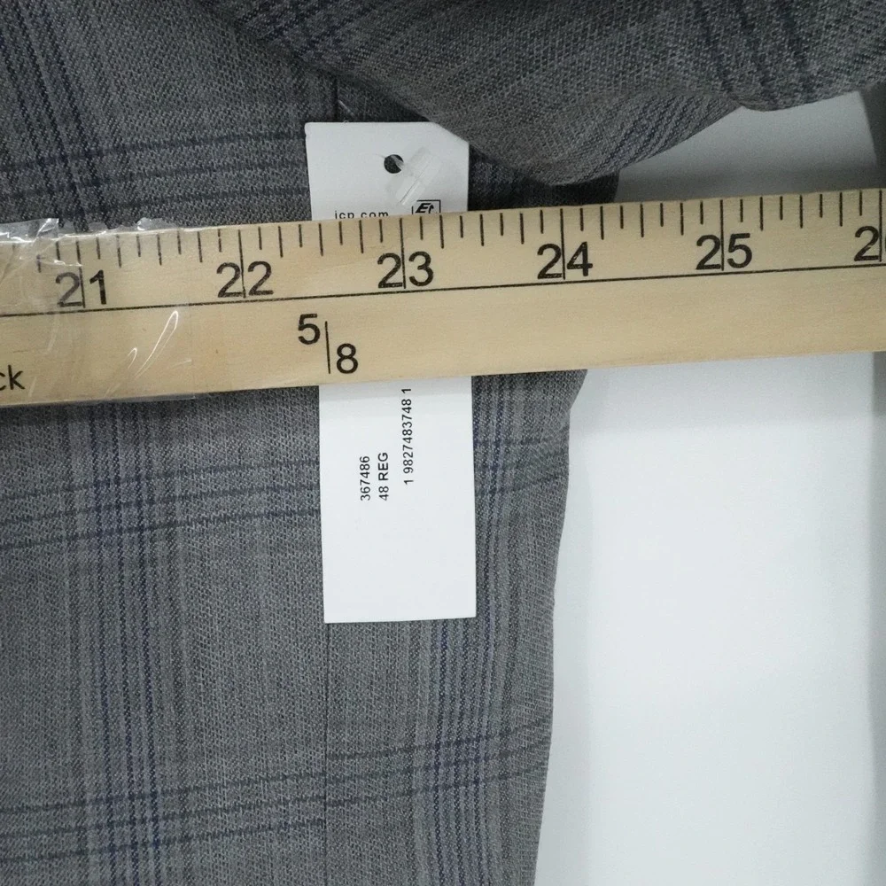 Stafford Sport Coat Mens 48 Regular Gray Plaid Wool Blend Blazer CoolMax Office‎